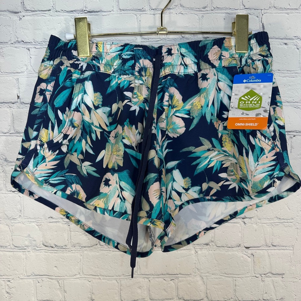 Columbia Bogata Bay Stretch Printed Shorts Navy Floral Omni-Shield XL2827-455